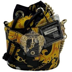 NEW UNUSED Versace Jeans Couture bag in saffiano with Baroque print W/COA